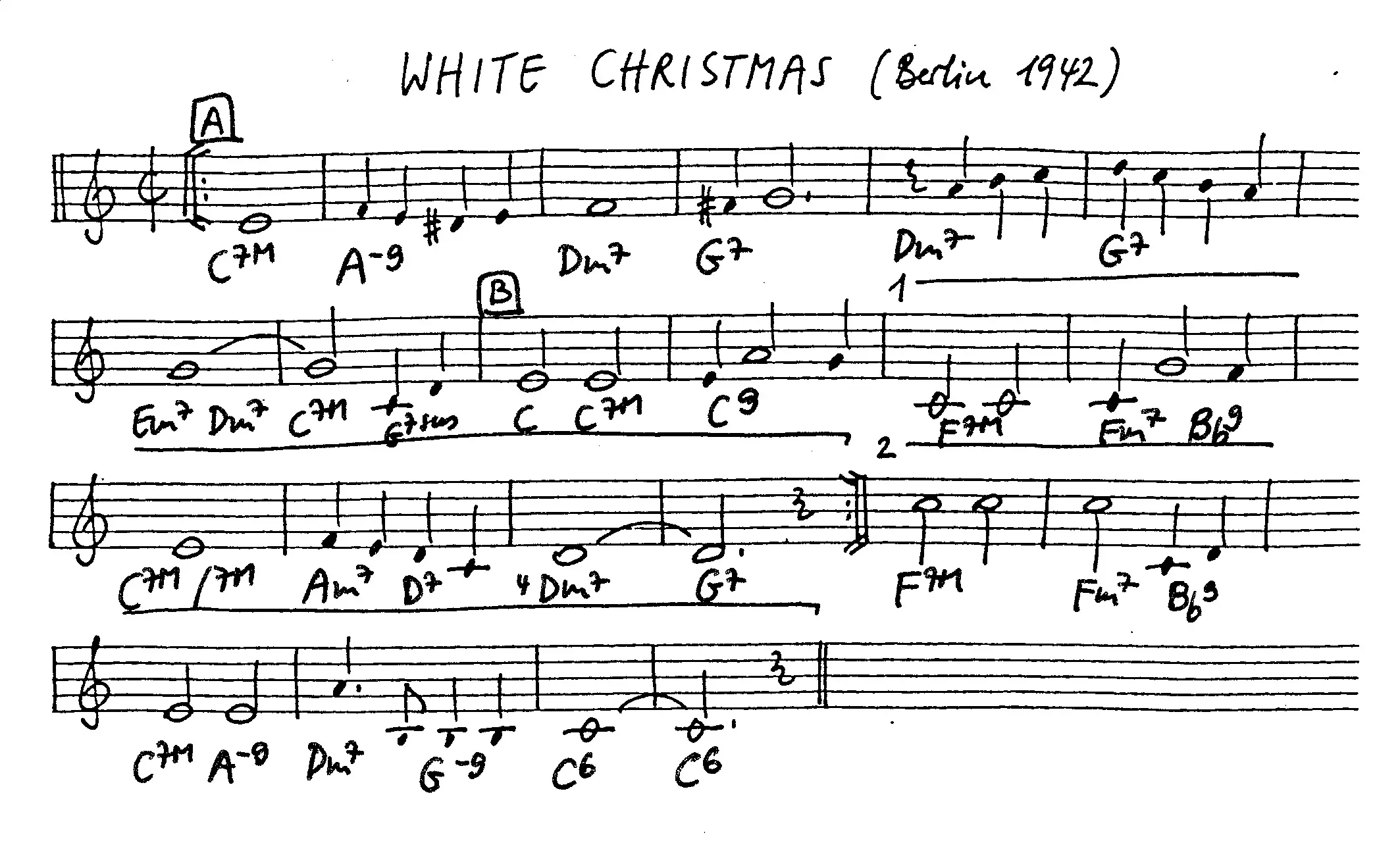 white christmas free jazz leadsheet - Courtesy of the Jungle Jazz Band